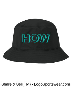 Embroidered Outdoor Cap Bucket Hat - How Logo, Black Design Zoom