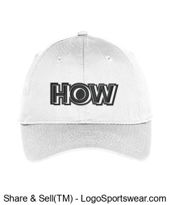 Embroidered Port Authority Adult Six-Panel Unstructured Twill Cap - How Filled Logo, White Design Zoom