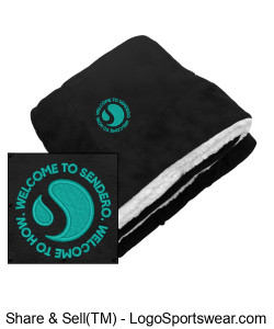 Embroidered Apollo Lambswool Microsherpa Blanket - Black Design Zoom
