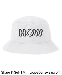 Embroidered Outdoor Cap Bucket Hat - How Logo, White Design Zoom