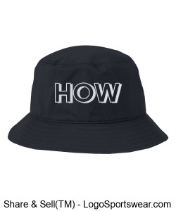 Embroidered Outdoor Cap Bucket Hat - How Logo, Navy Design Zoom